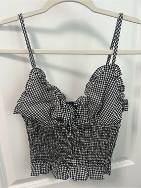 Missguided Black & White Gingham Smocked Crop Top